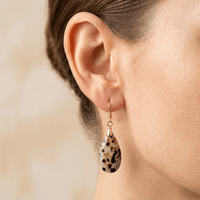 Natural Dalmatian Jasper Gold Drop Earrings