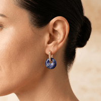 Natural Lapis Lazuli Gold Hoop Earrings