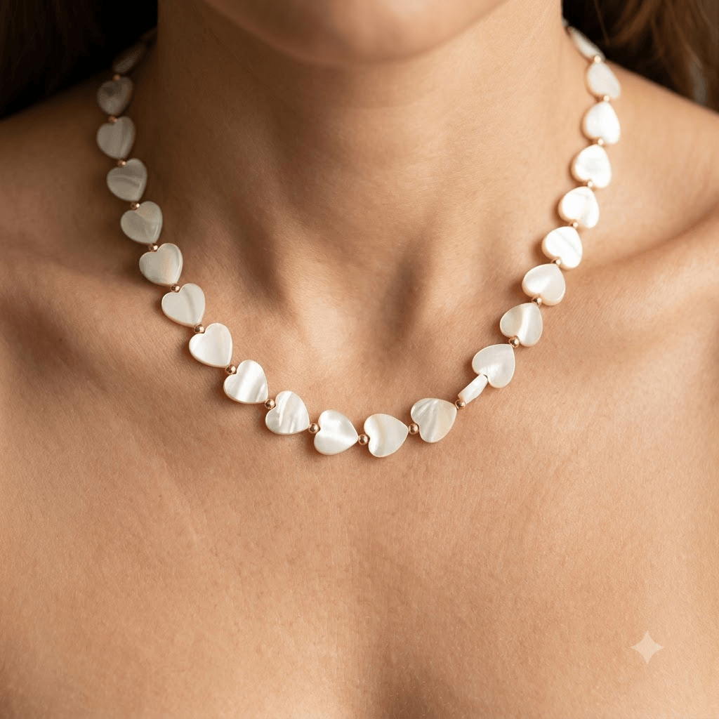Natural Seashell Gold Bead Necklace