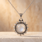 Sterling Silver Moonstone Sun Pendant Necklace