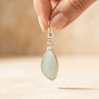 Natural Amazonite Silver Teardrop Drop Earrings