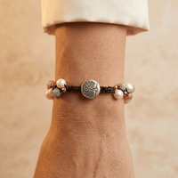 Natural Pearl Amazonite Silver Tree Bracelet