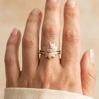 Gold Pink Tourmaline Lotus Flower Ring