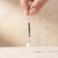 African Turquoise Pearl Silver Drop Earrings
