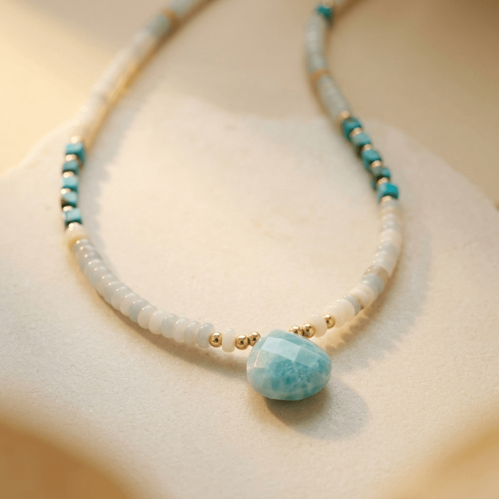 Amazonite Turquoise Gold Bead Necklace