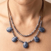 Natural Sodalite Teardrop Beaded Necklace