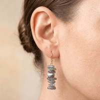 Natural Labradorite Gold Stacked Drop Earrings