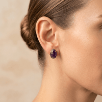 Amethyst Gold Oval Stud Earrings