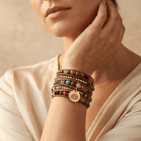 Handmade Natural Gemstone Leather Wrap Bracelet