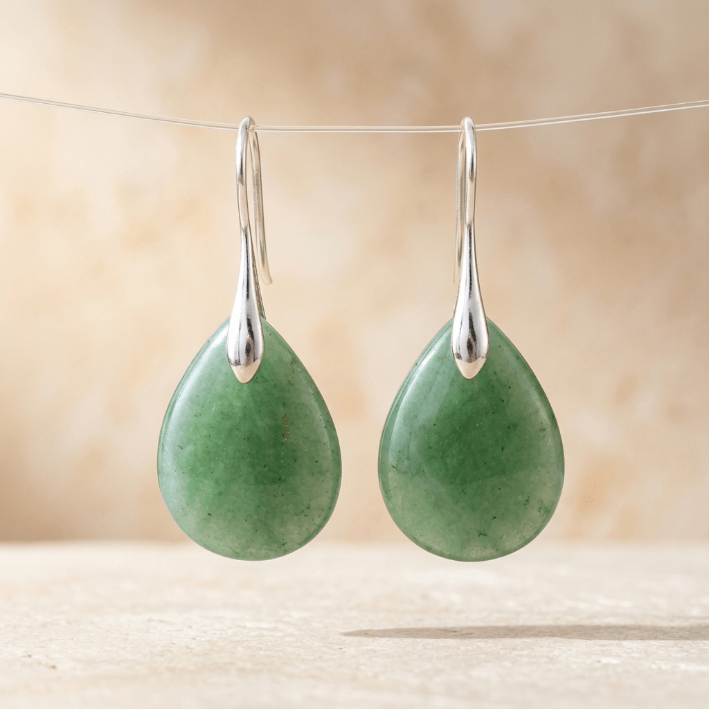 Green Aventurine Silver Drop Earrings