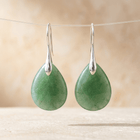 Green Aventurine Silver Drop Earrings