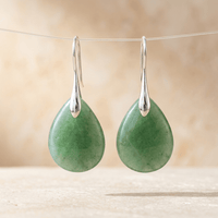 Green Aventurine Silver Drop Earrings