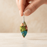 Colorful Resin Silver Teardrop Earrings