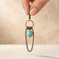 Turquoise Amazonite Bronze Chain Chandelier Earrings