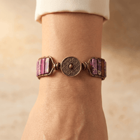 Purple Jasper Tube Beads Leather Wrap Bracelet