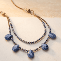 Natural Sodalite Teardrop Beaded Necklace