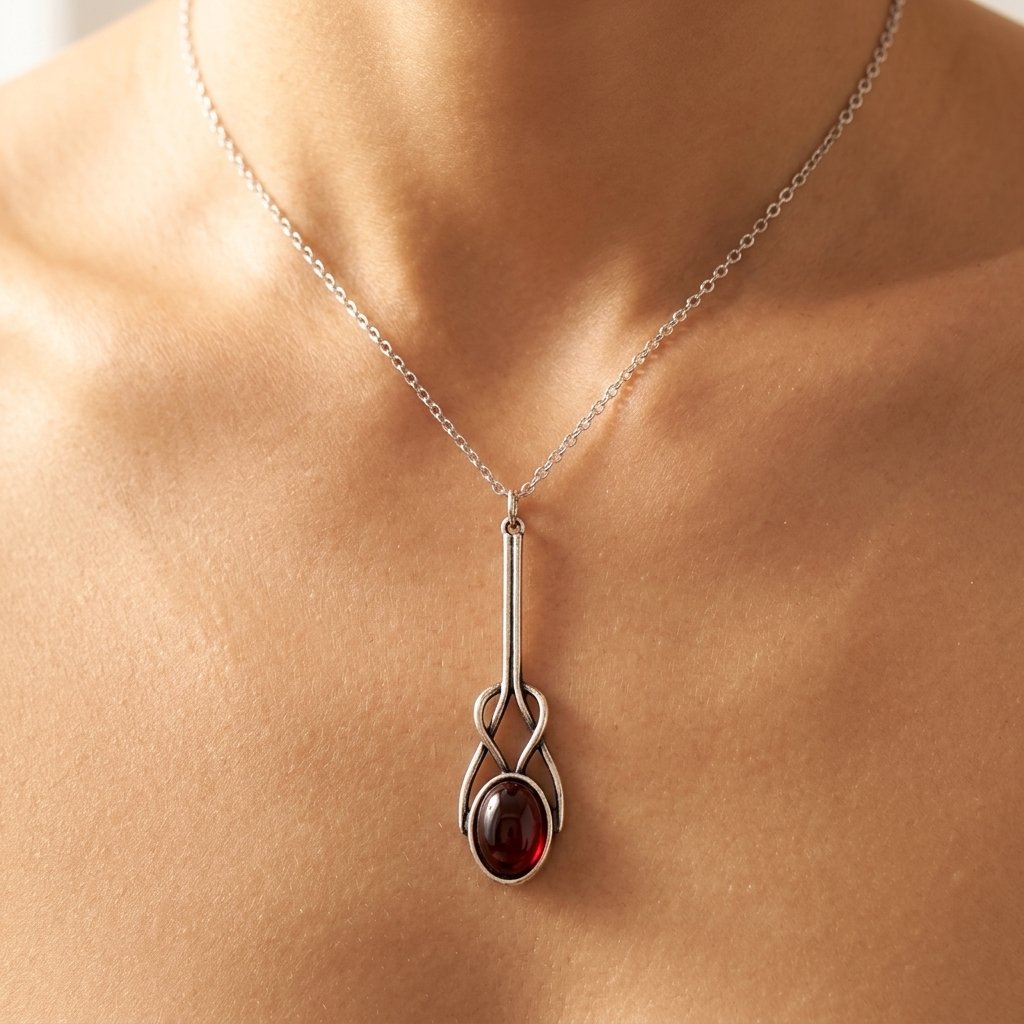 Vintage Silver Garnet Filigree Necklace