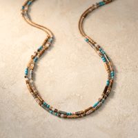 Mixed Gemstone Beaded Gold Layered Necklace