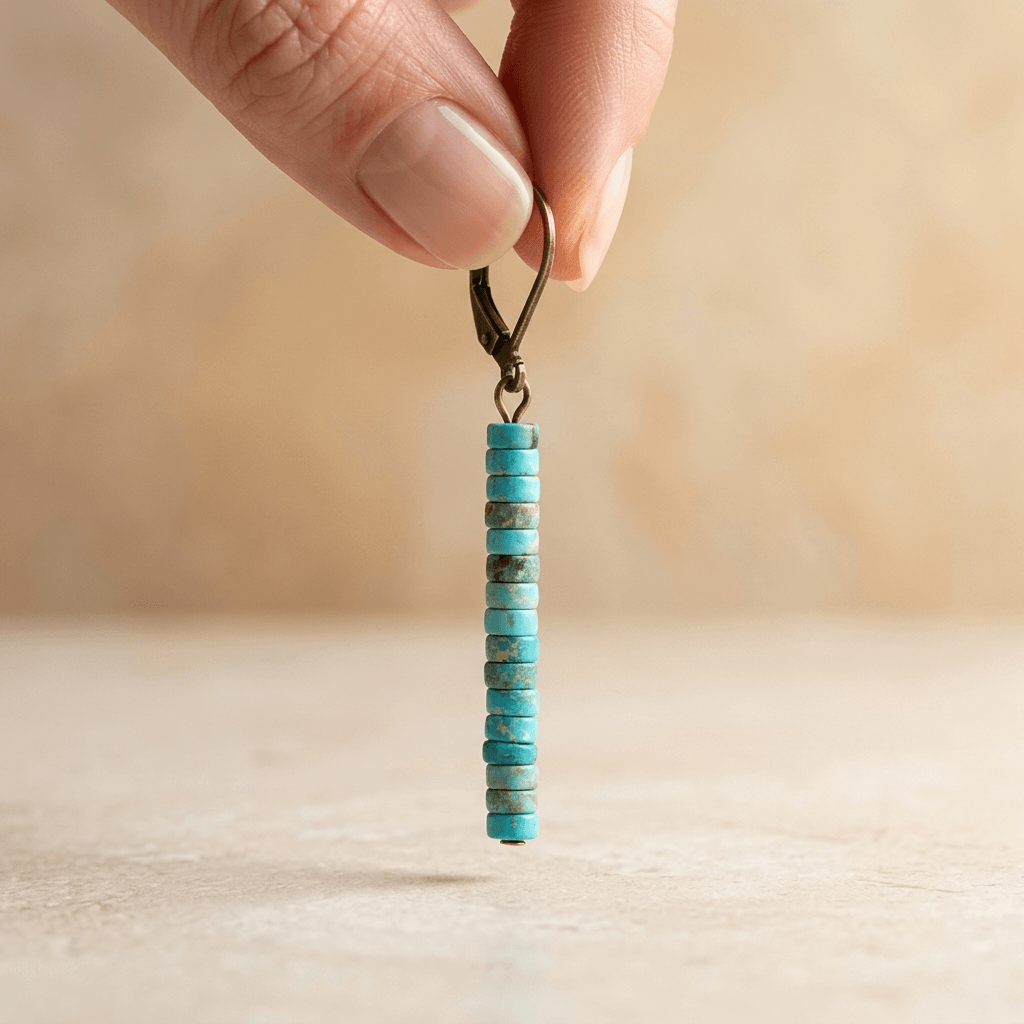 Turquoise Stone Beaded Lever Back Earrings
