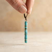 Turquoise Stone Beaded Lever Back Earrings