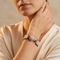 Amazonite Stone Silver Tree Of Life Leather Bracelet
