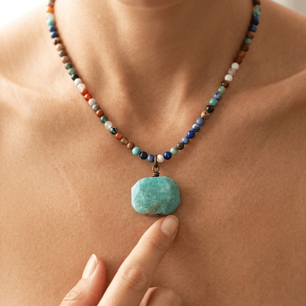 Natural Amazonite Mix Bead Choker Necklace