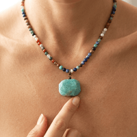 Natural Amazonite Mix Bead Choker Necklace
