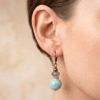 Turquoise Amazonite Bronze Lever Back Earrings