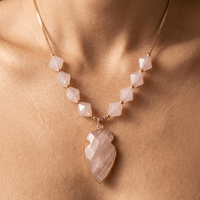Rose Quartz Gold Arrow Pendant Necklace