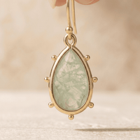 Green Fluorite Gold Teardrop Drop Earrings