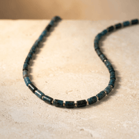Natural Blue Apatite Tube Bead Necklace