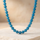 Blue Apatite Round Beaded Choker Necklace