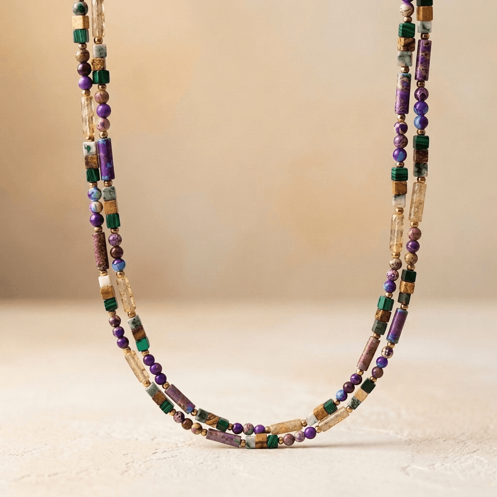 Purple Jasper Mixed Gemstone Beaded Necklace