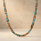Mixed Gemstone Beaded Gold Layered Necklace