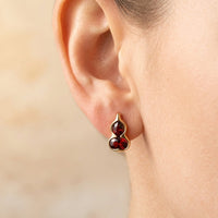 Gold Red Zirconia Gourd Stud Earrings