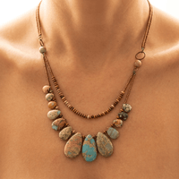 Handmade Natural Jasper Teardrop Beaded Necklace