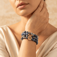 Natural Picasso Jasper Blue Stone Mala Bracelet