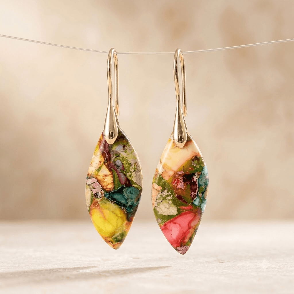 Imperial Jasper Sterling Silver Teardrop Earrings