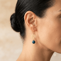 Gold Tree Of Life Blue Apatite Drop Earrings