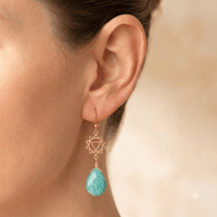 Spiritual Chakra Gold Amazonite Drop Earrings