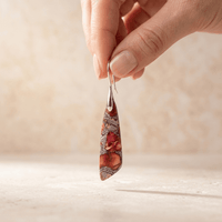 Red Regalite Stone Silver Teardrop Earrings