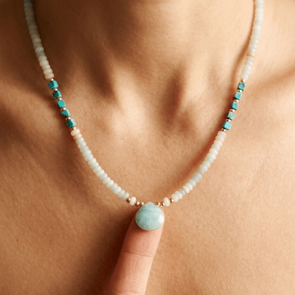 Amazonite Turquoise Gold Bead Necklace