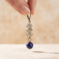 Labradorite Lapis Lazuli Brass Drop Earrings