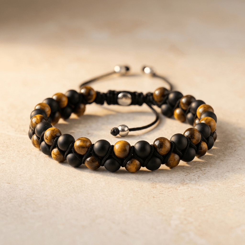 Matte Black Onyx Tiger Eye Braided Bracelet