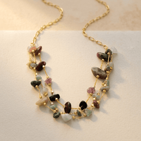 Tourmaline Multi Layer Gold Chain Necklace