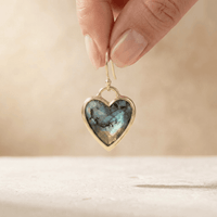 Labradorite Gold Heart Drop Earrings