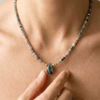 Natural Labradorite African Turquoise Teardrop Necklace