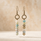 Natural Amazonite Brass Circle Drop Earrings