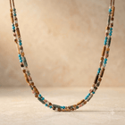 Mixed Gemstone Beaded Gold Layered Necklace