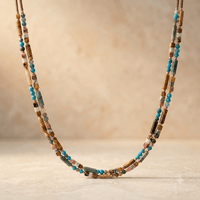 Mixed Gemstone Beaded Gold Layered Necklace